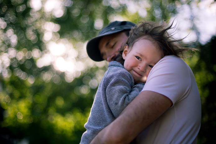 Parent holding child