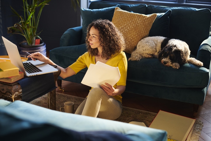 woman browsing internet at home