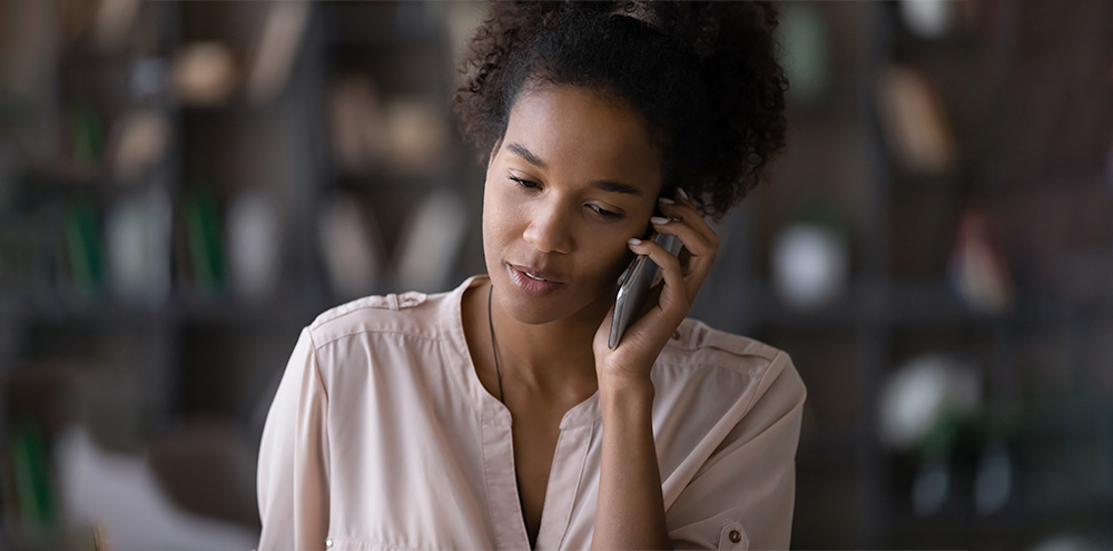 Portrait of woman on phone