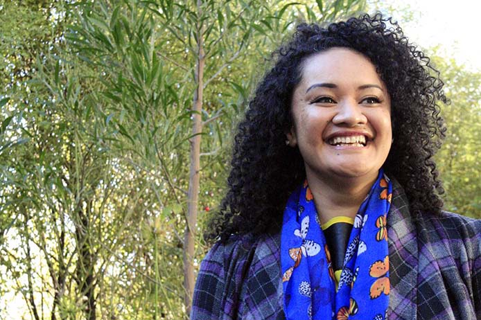 Woman with curly hair