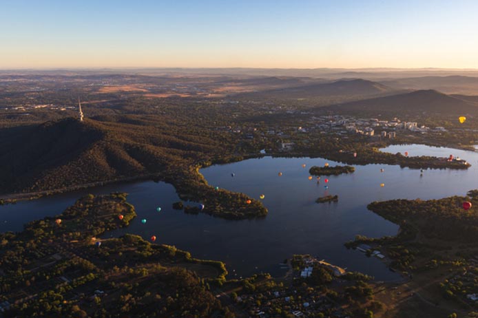 Aerial view of Canberra, Australia