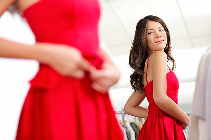 Woman in red dress