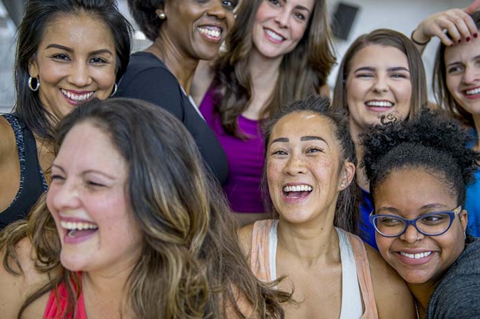 Eight happy women