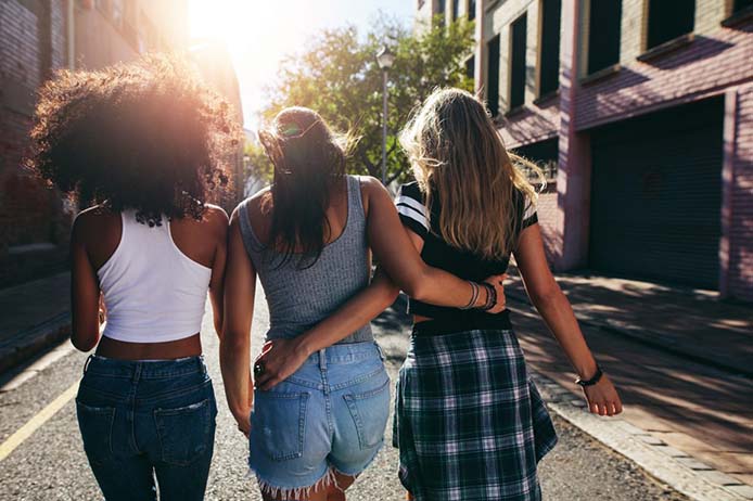 Three women walking